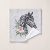 Mooie zwarte paarse kop portret Waterverf Bad Handdoek (Wasdoekje)