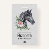 Mooie zwarte paarse kop portret Waterverf Badge (Achterkant)