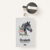 Mooie zwarte paarse kop portret Waterverf Badge (Achterkant met intrekbare)