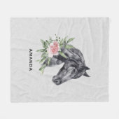 Mooie zwarte paarse kop portret Waterverf Fleece Deken (Voorkant (Horizontaal))