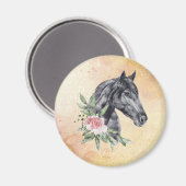 Mooie zwarte paarse kop portret Waterverf Magneet (Voorkant / Achterkant)