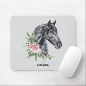 Mooie zwarte paarse kop portret Waterverf Muismat (Met muis)