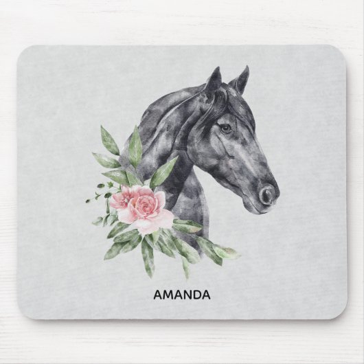 Mooie zwarte paarse kop portret Waterverf Muismat (Voorkant)