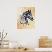 Mooie zwarte paarse kop portret Waterverf Poster (Keuken)