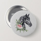 Mooie zwarte paarse kop portret Waterverf Ronde Button 7,6 Cm (Voorkant /achterkant)