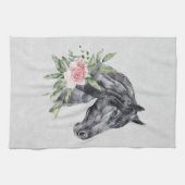 Mooie zwarte paarse kop portret Waterverf Theedoek (Horizontaal)