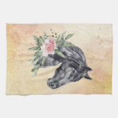 Mooie zwarte paarse kop portret Waterverf Theedoek (Horizontaal)