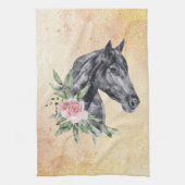 Mooie zwarte paarse kop portret Waterverf Theedoek (Verticaal)