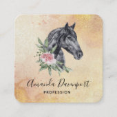 Mooie zwarte paarse kop portret Waterverf Vierkante Visitekaartje (Voorkant)