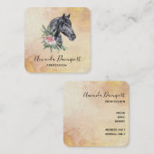 Mooie zwarte paarse kop portret Waterverf Vierkante Visitekaartje (Voorkant / Achterkant)