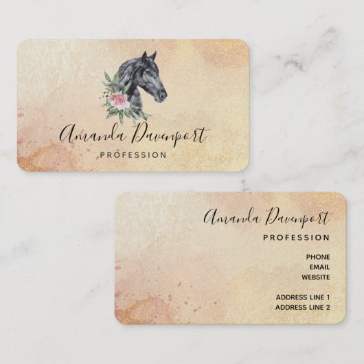 Mooie zwarte paarse kop portret Waterverf Visitekaartje (Voorkant / Achterkant)