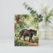 Mooie zwarte panter in het bos briefkaart (Staand voorkant)