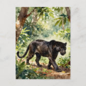 Mooie zwarte panter in het bos briefkaart (Voorkant)