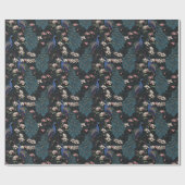 Mooie zwarte pauwen en Magnolia bloemen Cadeaupapier (Vlak)