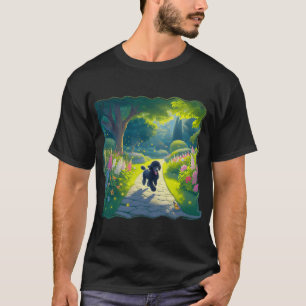 Mooie Zwarte Poedel Hond Rent Door Een Tuin T-shirt