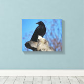 Mooie zwarte rog canvas afdruk (Insitu (Houten vloer))