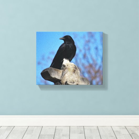 Mooie zwarte rog canvas afdruk (Insitu (Houten vloer))