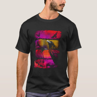Mooie zwarte rog Raven Bird Silhouette T-shirt