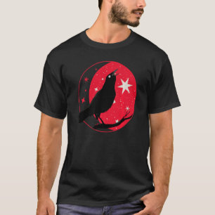 Mooie zwarte rog Raven Bird Watch Birds Silhou T-shirt