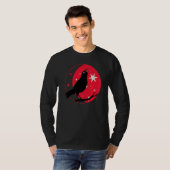 Mooie zwarte rog Raven Bird Watch Birds Silhou T-shirt (Voorkant volledig)