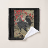 Mooie zwarte rooster bad handdoek (Wasdoekje)