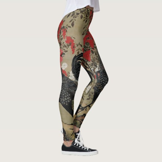 Mooie zwarte rooster leggings (Rechts)