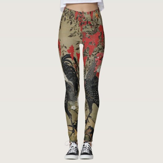 Mooie zwarte rooster leggings (Voorkant)