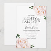 Mooie zwarte roze legant 80e verjaardag kaart (Voorkant / Achterkant)