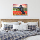 Mooie zwarte Stallion Horse Canvas Afdruk (Insitu (Slaapkamer))