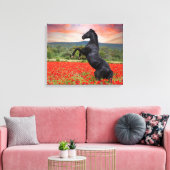 Mooie zwarte Stallion Horse Canvas Afdruk (Insitu (Woonkamer))