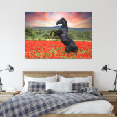 Mooie zwarte Stallion Horse Canvas Afdruk (Insitu (Slaapkamer))
