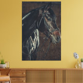 Mooie zwarte Stallion Horse Canvas Afdruk (Insitu (Woonkamer))