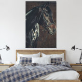 Mooie zwarte Stallion Horse Canvas Afdruk (Insitu (Slaapkamer))
