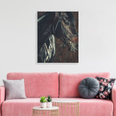 Mooie zwarte Stallion Horse Canvas Afdruk (Insitu (Woonkamer))