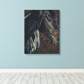 Mooie zwarte Stallion Horse Canvas Afdruk (Insitu (Houten vloer))