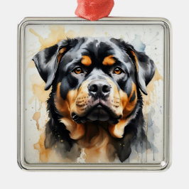 MOOIE ZWARTE & TAN ROTTWEILER PUPPY HOND METALEN ORNAMENT