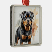 MOOIE ZWARTE & TAN ROTTWEILER PUPPY HOND METALEN ORNAMENT (Rechts)