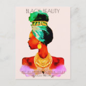 MOOIE ZWARTE VROUW AFRIKAANSE KONINGIN GOUD KETTIN BRIEFKAART (Voorkant)