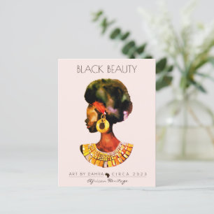 MOOIE ZWARTE VROUW AFRIKAANSE KONINGIN GOUD KETTIN BRIEFKAART
