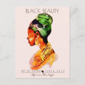 MOOIE ZWARTE VROUW AFRIKAANSE KONINGIN GOUD KETTIN BRIEFKAART (Voorkant)