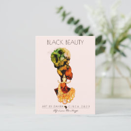 MOOIE ZWARTE VROUW AFRIKAANSE KONINGIN GOUD KETTIN BRIEFKAART