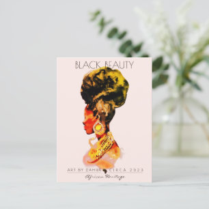 MOOIE ZWARTE VROUW AFRIKAANSE KONINGIN GOUD KETTIN BRIEFKAART