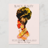 MOOIE ZWARTE VROUW AFRIKAANSE KONINGIN GOUD KETTIN BRIEFKAART (Voorkant)