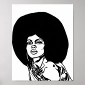 Mooie zwarte Vrouw Afro-haarinkttekening Poster (Voorkant)