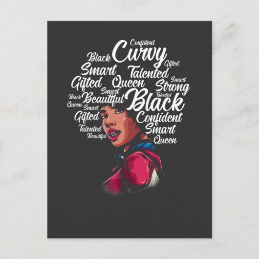 Mooie zwarte vrouw Afro Hair Queen Briefkaart (Voorkant)