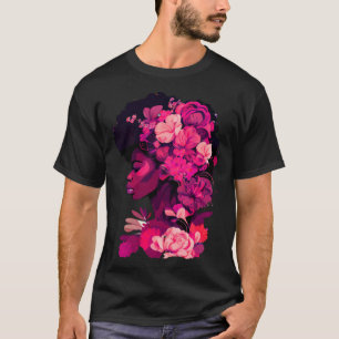 Mooie zwarte vrouw Afro koningin Afrikaanse roze f T-shirt