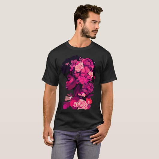 Mooie zwarte vrouw Afro koningin Afrikaanse roze f T-shirt (Voorkant volledig)