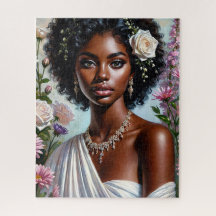 Mooie zwarte vrouw Bloemen Rozen Portret