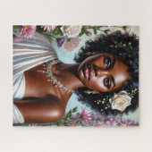 Mooie zwarte vrouw Bloemen Rozen Portret Legpuzzel (Horizontaal)