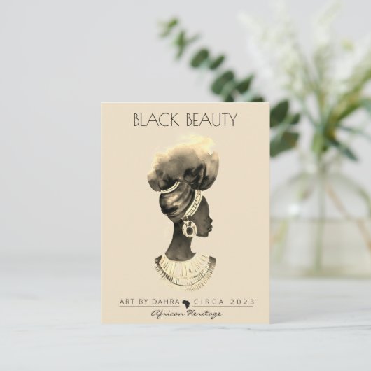 MOOIE ZWARTE VROUW BRIEFKAART (Staand voorkant)